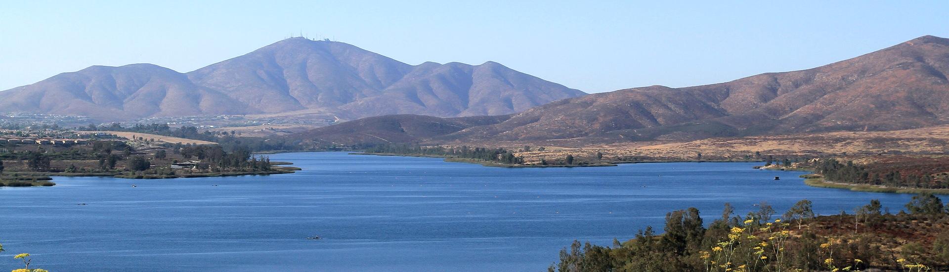 Lower Otay Lake with the mountains behind