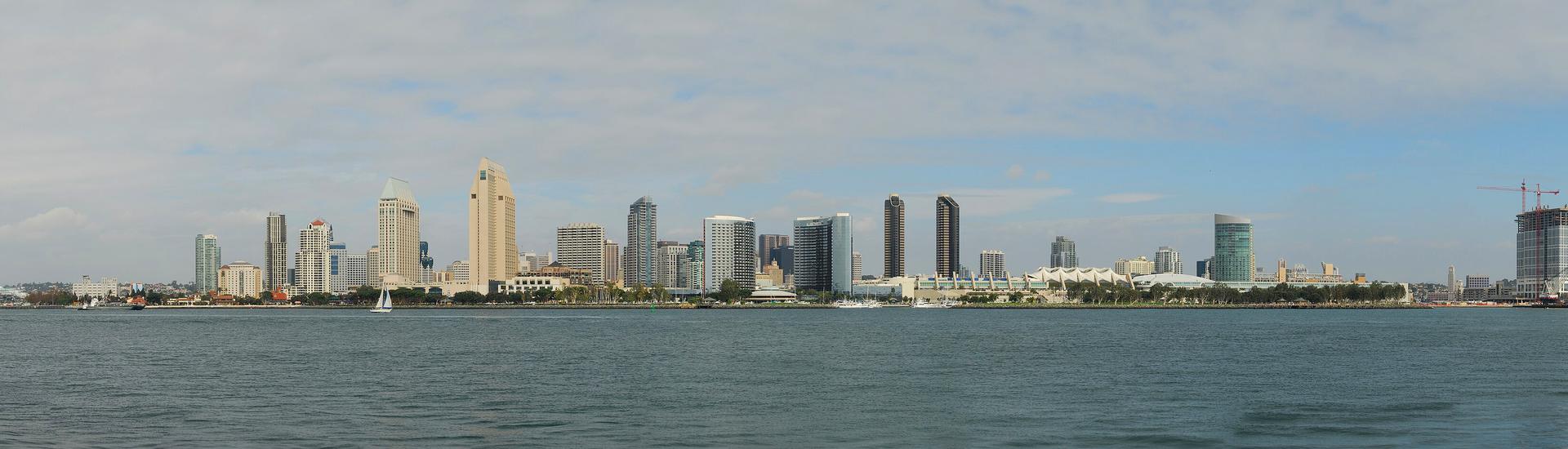 The Downtown San Diego skyline seen across the bay