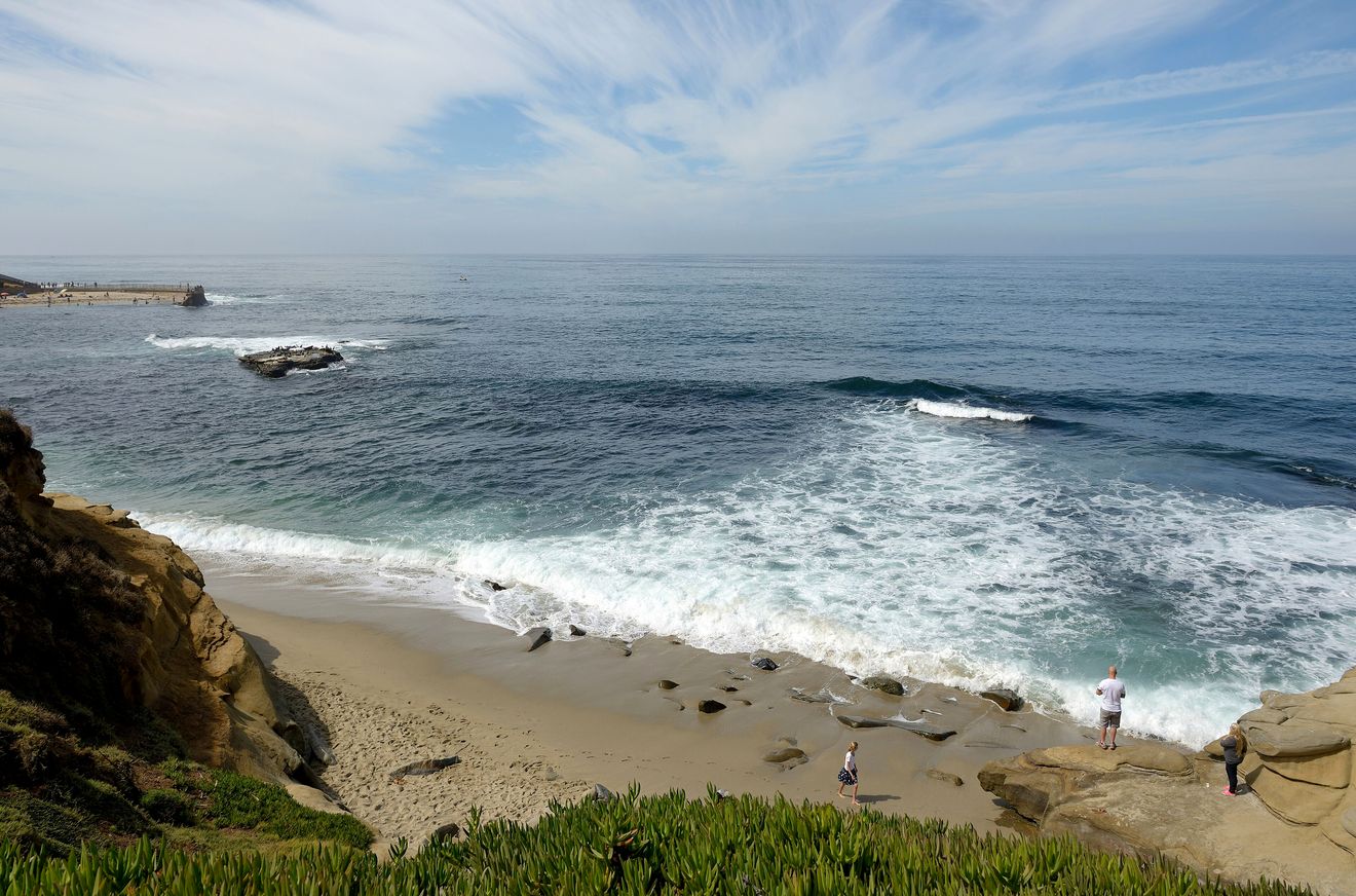 Surf breaking on a beach in La Jolla, California