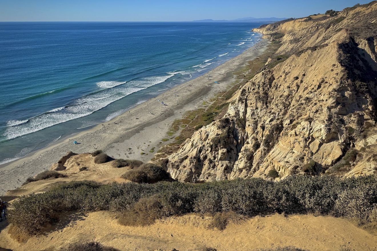 Sandstone cliffs and beach at Torrey Pines State Natural Reserve